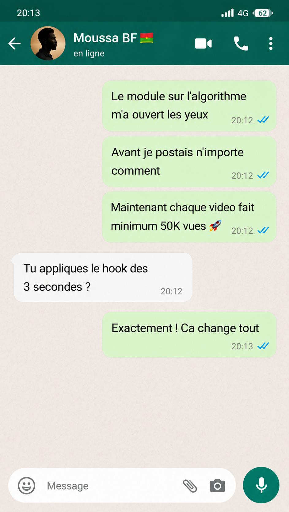 Témoignage WhatsApp - 4500 abonnés en 5 semaines